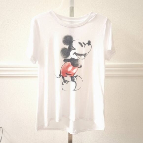 T-Shirt Disney Mickey Mouse White Red Black Short-Sleeved Women's Size - Picture 5 of 11